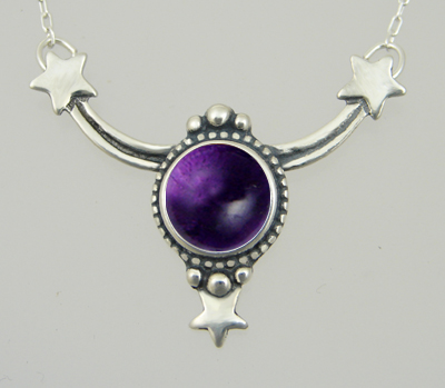 Sterling Silver Amethyst Accents This Celestial Necklace